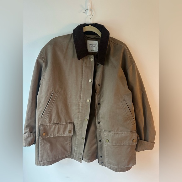 Abercrombie and Fitch Brown Mid-Length Waxed Barn Jacket - Picture 4 of 8